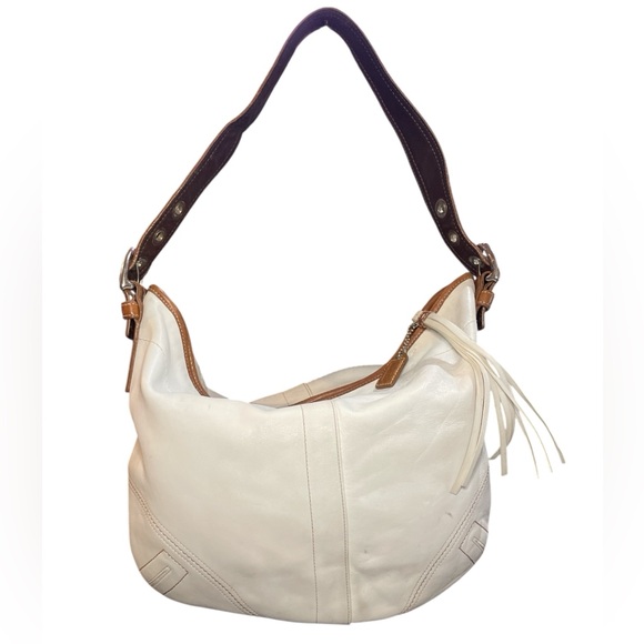 Coach Handbags - Coach Elegant White and Brown Leather Hobo Bag